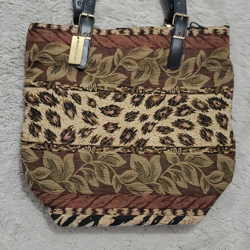 Vintage Naturalizer leaves pattern large tote bag
